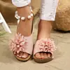 Nuevas Chanclas de Plataforma con Cuña de Tela Floral de Comercio Exterior para Mujer Sandalias Gruesas para Playa al Aire Libre Transfronterizas wish