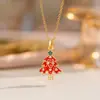 Europeu e Americano Transfronteiriço Novo Papai Noel Árvore de Natal Microincrustado Esmalte Gotejado Colar Meninas Natal Outono e Inverno Corrente da Clavícula