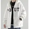 Casaco de suéter estilo americano masculino outono e inverno moda marca solta forrado de lã inverno 2024 novo casaco com zíper com capuz roupas