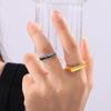 Anillo para Dedo de Pasta Ligera Geométrico Karst de Nicho Estilo Coreano Simple Moda Sentido de Alta Gama Acero de Titanio Chapado en Oro de 18k Joyería