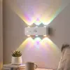 Luminária de Parede Interna Transfronteiriça RGB Formato de Colina Sensor de Corpo Humano Luminária de Parede Magnética Luz Noturna Recarregável Luz Ambiente Olho de Gato com 6 Contas