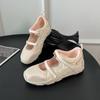 Em Stock!! Sapatos Mary Jane de Velcro Estilo Ballet Novo para Mulheres, Sapatos Casuais e Versáteis para Treino Moral com Combinação de Cores, Sapatos de Estudante