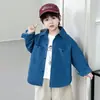 Camisa de Algodón para Niños Estilo Primavera y Otoño Camisa de Mezclilla Infantil Versátil Moderna Camisa para Niños Medianos y Grandes Top Chaqueta Delgada