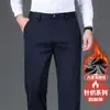 Calças Casuais Masculinas Grossas Transfronteiriças, Calças Sociais Grossas e Elásticas Estilo Pai, Calças Sociais Masculinas para Meia-Idade e Idosos, Calças Sociais Masculinas de Outono e Inverno