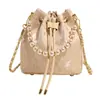 Bolso Cubo de Perlas de Moda Estilo Chino Nuevo para Mujer con Bordado de Lazo, Bolso Cruzado de Cadena Sencillo y Moderno