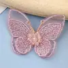 Patch de Tecido Borboleta Bordado com Miçangas em Gaze de Camada Dupla Patch para Roupa DIY Manual Acessórios para Cabelo Acessórios Suprimentos Em Estoque Atacado