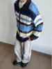 Cárdigan de punto a rayas para hombre y mujer, diseño otoñal, sentido de la moda, nicho, blusa protectora solar, sentido atmosférico, tejido hueco, suéter informal