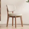 Silla de Comedor de Madera Maciza Color Crema, Conjunto de Mesa y Sillas de Comedor Moderno y Creativo, Silla de Comedor de Diseño para el Hogar, Silla Tapizada de Lujo Ligero de Gama Alta