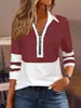 2025 Moda Casual Estampada com Gola e Zíper, Camiseta de Manga Longa, Roupas Femininas Europeias e Americanas Temu Amazon Tk Nova Primavera e Verão
