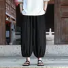 Pantalones nuevos de estilo chino para hombre, verano, finos, transpirables, de algodón y lino, pierna ancha, tipo harén, talla grande, holgados, retro, versátiles, pantalones tipo linterna