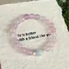 Pulsera sencilla multicolor de ágata rosa natural y morado, pulsera de bucle único de ágata rosa hielo de 8 mm, pulsera de ágata Yanyuan