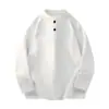 Sudadera estilo americano con cuello Henry para hombre, otoño/invierno 2025, polo de alta gama, camiseta de manga larga, top base para mujer