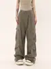 Pantalones Cargo de Diseño Retro Americano para Hombres y Mujeres, Holgados de Bolsillo Grande Casual Plisados Rectos de Pierna Ancha hasta el Suelo