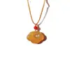 Colgante de Agata Calcedonia Natural de Alta Calidad, Cierre Ruyi, Piedra Preciosa para Hombres y Mujeres, Collar con Colgante de Jade Nube de la Fortuna