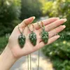 Colgante de Jade Hetian Natural con Figura de Buda, Jade Hetian en Color Agua Clara, Calabaza en Forma de Hoja, y Colgante de Paz para Hombres y Mujeres, con Cadena de Jade