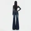 2026 Pantalones de Herradura Azul Grisáceo Antiadherentes Elásticos Microcampana Jeans para Mujer Otoño Adelgazantes Azul Grisáceo Nueve Puntos Azul
