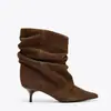 Botas de tacón fino de pila con punta fina transfronterizas ZA para mujer, nuevas botas cortas de gamuza plisada estilo western de otoño 2026, botas de moda