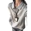 Moletom liso de cor sólida estilo americano minimalista cleanfit, com aparência de duas peças, gola polo, com toque de alta qualidade, peça superior de manga longa pesada para homens