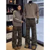 Calça Boca de Sino 2026 Primavera Novo Estilo Garota Popular Camuflada Cintura Baixa Solta Emagrecedora Retrô Americano Boca de Sino Comprimento Total