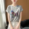 Moda Casual Estilo Coreano Camiseta Estampada de Pônei com Gola Redonda Solta Cartoon Manga Curta para Mulheres Nova Roupa Feminina Primavera e Verão 2026