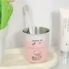 Desenho Animado Aço Inoxidável 304 Simples Infantil Resistente a Quedas Par de Escova de Dentes Criativa Fofa Cor Gradiente Copo de Enxaguante Bucal