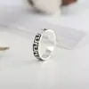Anillo Abierto Geométrico Grabado de Moda Retro Plateado Anillo de Dedo Ajustable Joyería Directo del Fabricante