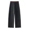 Pantalones de traje de lana nuevos de otoño de moda hechos a medida 2026, pantalones de corte curvo de cintura alta, pantalones casuales holgados adelgazantes para mujer