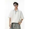 Camiseta Falsa de Duas Peças com Gola de Camisa Masculina Ootd Design de Nicho Marca Tendência Costura Manga Curta High-End Bonito Solta Meia Manga