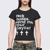 Camiseta de Manga Corta con Estampado de Letras de Verano, Simple, Gótica, Ajustada, Cuello Redondo, Moda Harajuku Retro Sexy para Chica Caliente, Pulóver