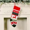 Calcetín de Navidad Nuevo Transfronterizo Decoración Calcetín de Navidad Rayado Tejido de Lana Lindo Grande Regalo de Navidad Decoración Navideña