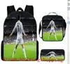 Mochila Deportiva de Tres Piezas Ronaldo Estrella de Fútbol Transfronteriza Bolsa para Comida Bolsa para Lápices Estudiantes de Primaria y Secundaria Mochila Casual Reductora de Carga
