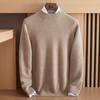 Suéter de cachemira de cuello alto simulado de color sólido para hombre, nuevo suéter de cachemira de otoño e invierno, suéter plano y grueso, parte superior interior de punto de color sólido