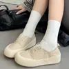 Zapatos de lona sin cordones de suela gruesa para mujer, estilo delgado, nuevo lanzamiento otoño 2026, zapatos casuales de suela gruesa para personas perezosas, zapatillas de skate casuales versátiles para estudiantes