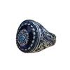 Pulseira masculina punk fashion Qiyu transfronteiriça europeia e americana dominadora retrô com anel esculpido em liga de prata safira