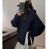 Chaqueta deportiva con capucha de forro polar casual de otoño e invierno, corte holgado, de alta gama, moda coreana para mujer con cremalleras de empalme y ajuste holgado