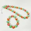 Conjunto de Colar e Pulseira de Contas Redondas Coloridas Yongge Accessories Estilo Europeu e Americano Fantasia Dopamina, Colar Exagerado de Contas de Vidro Estilo Férias