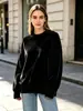 2026 Nuevo Color Sólido Holgado Casual Transfronterizo Europeo y Americano Superventas Sudadera de Terciopelo Dorado para Mujer Otoño e Invierno Más Terciopelo Cuello Redondo Manga Larga