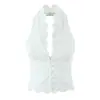 Comercio Exterior 2025 Primavera/Verano Nuevo Estilo Europeo y Americano Moda Femenina Sexy Camisola de Encaje Bordado sin Espalda con Cuello Halter para Mujer