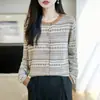 Suéter cárdigan tejido de estilo étnico retro para mujer, nuevo para otoño 2026, cuello redondo, versátil, abrigo superior de lana fina