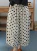 Traje de dos piezas de lino puro con lunares para mujer Primavera 2025 Camisa artística Chaqueta Casual Pantalones rectos de pierna ancha