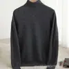E-commerce Transfronteiriço Pronta-entrega Masculino Cor Sólida Gola Alta Dobrável Suéter de Lã Pura Versátil Simples Básico Sem Costura