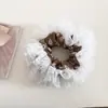 Anillo para el pelo de gran tamaño con borde de encaje floral romántico vintage, cuerda para el pelo de cola de caballo baja esponjosa de doble capa de alta calidad, accesorios para el pelo de bola