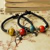 Joyería Cerámica Estilo Étnico Creativo, Pulsera con Colgante de Candado de Longevidad, Pulsera Cerámica Tejida a Mano, Estilo Antiguo de Puesto Callejero
