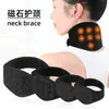 Suporte de pescoço aquecido com pedra magnética para homens e mulheres, com matriz de pontos, à prova de vento, para ar condicionado, equipamento de proteção para a coluna cervical