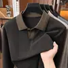 Camisa polo jacquard estilo "old money" transfronteriza para hombre, nuevo modelo otoño 2026, cuello camisero, color liso, camiseta casual simple para hombre