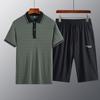Conjunto de Seda de Hielo Manga Corta Verano Sensación de Hielo Camisa Polo Cuello Campana Estilo Delgado Papá Conjunto de Dos Piezas para Hombres de Mediana Edad y Mayores Conjunto Completo