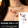 Adesivos de Tatuagem Temporária de Borboleta e Lírio-aranha, à Prova d'Água de Longa Duração, Tatuagem de Flor Fantasia Vermelha para Meninas, para Braços e Pernas