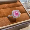 Anel de Bolsa Princesa Brilhante Fireworks Paraíba de Luxo Leve para Mulheres Incrustado com Diamantes de Alto Carbono e Anel de Diamante Aquamarina Pavé