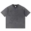 2026 Primavera/Verão Estoque Atacado Europeu e Americano Vintage Lavado Algodão 260g Camiseta Modelagem Solta Ombro Caído Manga Curta Top
