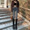 Calça Jeans Skinny de Cintura Alta com Forro de Lã Feminina Outono e Inverno 2024 Novo Stretch Slim Slim Fit Pés Pequenos com Botas Calças Lápis